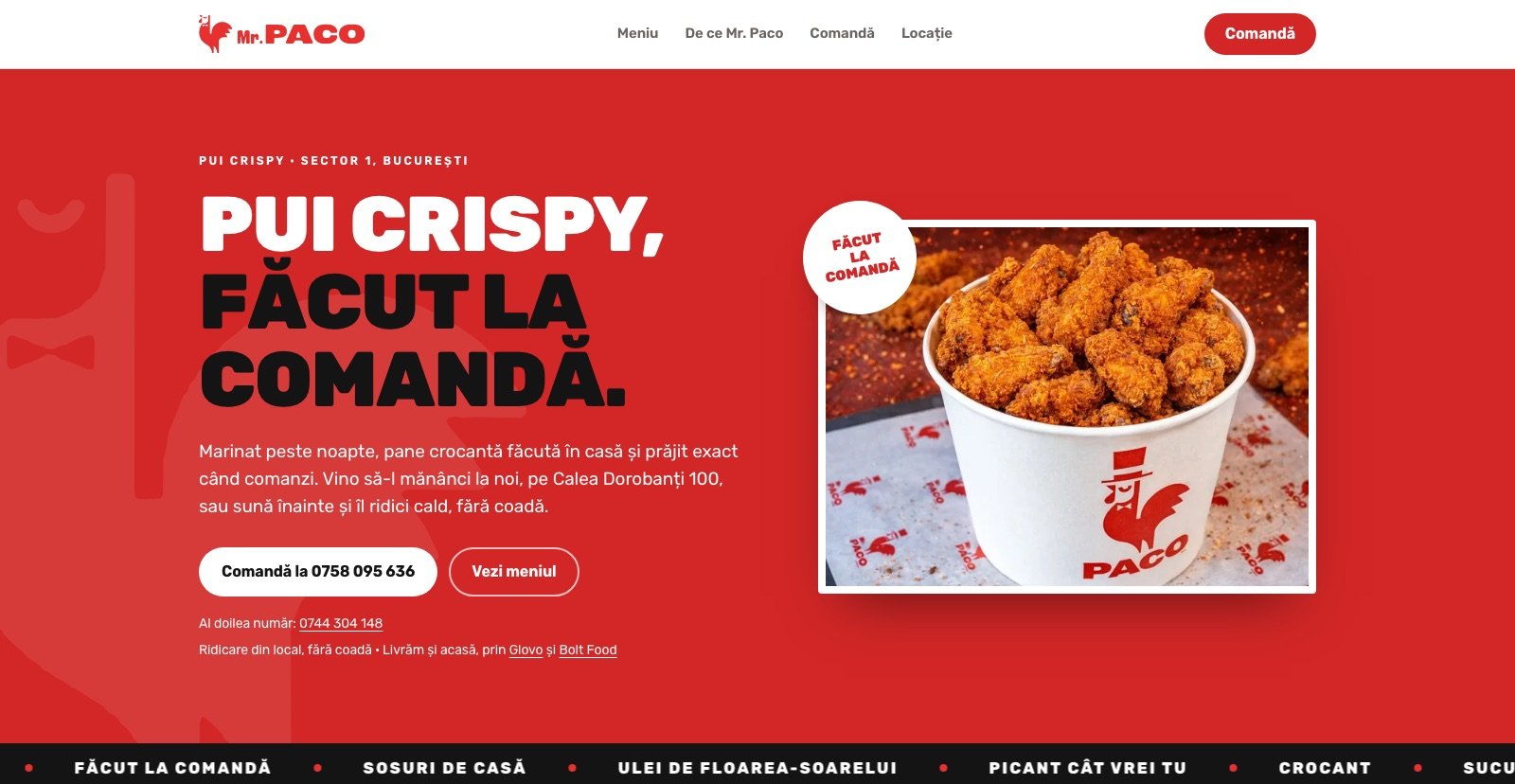 Homepage Mr. Paco — pui crispy făcut la comandă, București