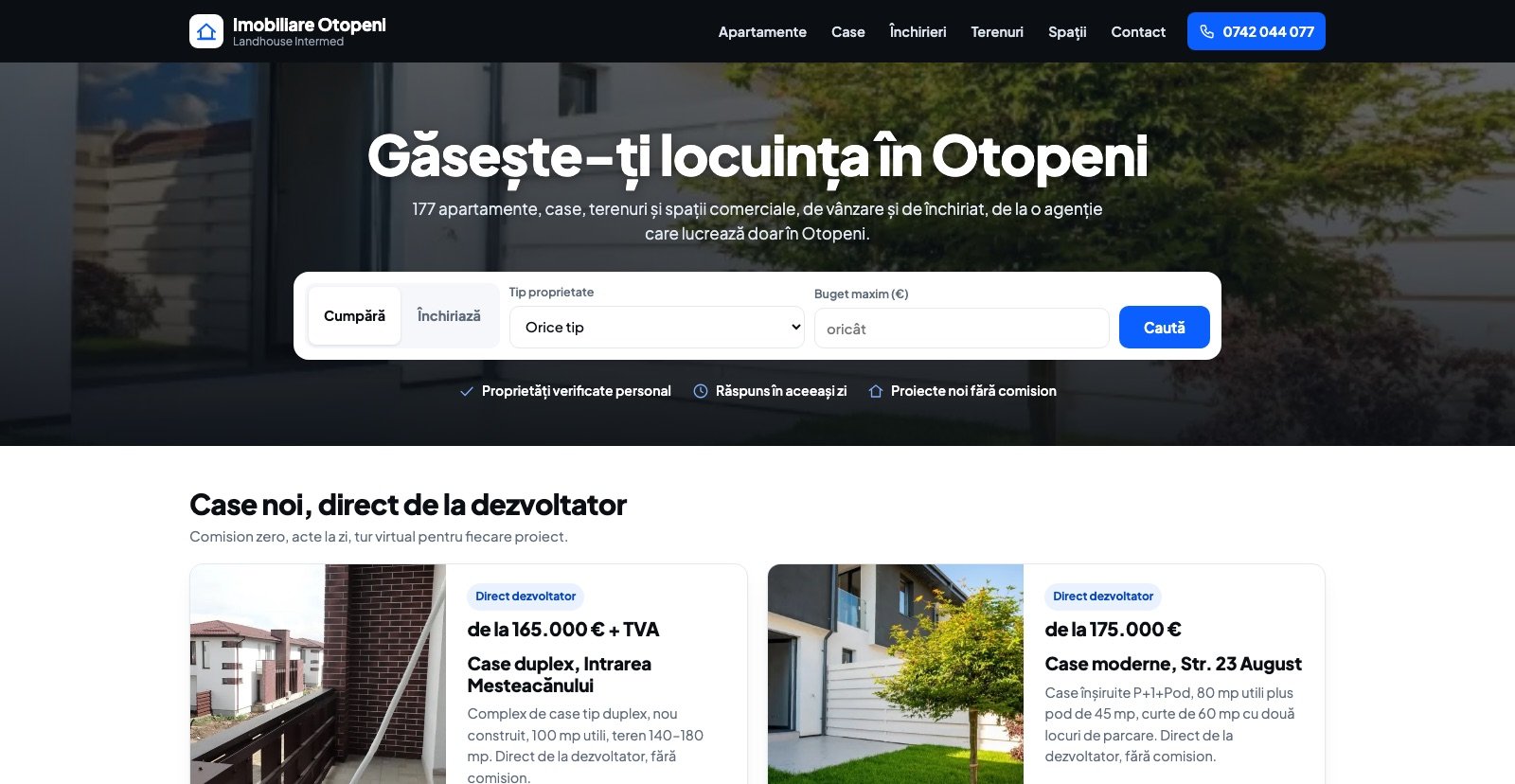 Homepage Imobiliare Otopeni — căutare de proprietăți și listări din Otopeni